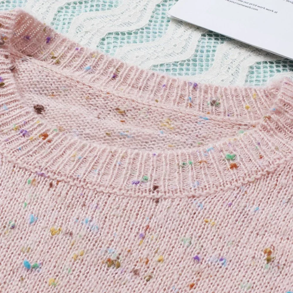 Pink Pilling Detail Patterned Sleeve Sweater - Picture 9 of 16